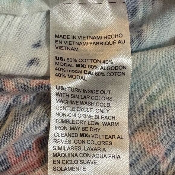 Chico's Water Color Top Orange Blue Yellow Purple Elbow Sleeve Women’s 3 / XL. - Picture 9 of 11